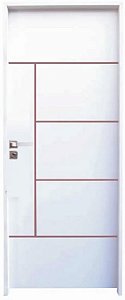 PORTA FRISADA ATENAS HDF PRIMER MONTADA NO BATENTE ECOLÓGICO DE 14 CM COM FECHADURA EXTERNA MODENA