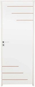 PORTA FRISADA MILANO HDF PRIMER MONTADA NO BATENTE ECOLÓGICO DE 11 CM COM FECHADURA WC MODENA