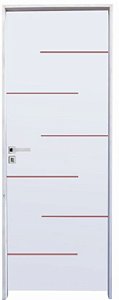 PORTA FRISADA FLORENÇA HDF PRIMER MONTADA NO BATENTE ECOLÓGICO DE 11 CM COM FECHADURA WC MODENA