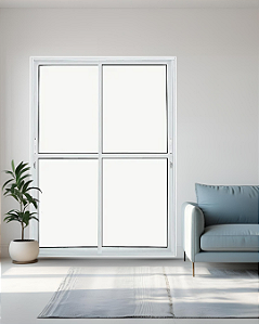 PORTA DE CORRER 2 FOLHAS (1 FIXA) ALUMÍNIO BRANCO COM FECHADURA VIDRO LISO - LINHA PREMIUM