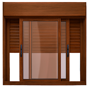 JANELA ALUMÍNIO INTEGRADA C/ BOTOEIRA MADEIRO