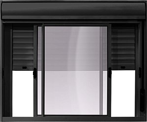 JANELA ALUMÍNIO PERSIANA INTEGRADA MANUAL PRETO 2 FOLHAS MÓVEIS