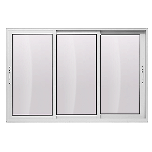 JANELA ALUMÍNIO VITRÔ BRANCO 3 PLANOS 3 MÓVEIS S/ GRADE - LINHA 25 PREMIUM
