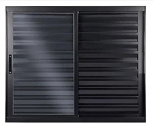 JANELA VENEZIANA 3 FLS ALUMÍNIO PRETO S/ GRADE - LINHA 25 PREMIUM