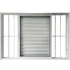 JANELA VENEZIANA 3 FLS MÓVEIS ALUMÍNIO BRANCO C/ GRADE - LINHA 25 PREMIUM