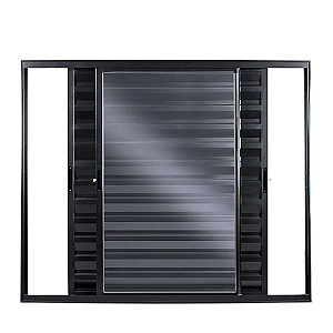 JANELA VENEZIANA 3 FOLHAS MÓVEIS ALUMÍNIO PRETO S/ GRADE - LINHA RESISTENCE