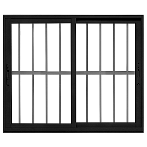 JANELA VITRO 2 FLS MÓVEIS ALUMÍNIO PRETO C/ GRADE - LINHA 25 PREMIUM