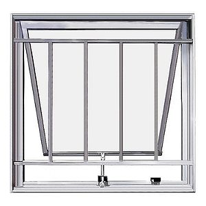 JANELA MAXIM-AR 1 SEÇÃO ALUMÍNIO BRILHANTE C/ GRADE - LINHA 18 RESISTENTE