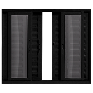 JANELA VENEZIANA 6 FLS ALUMÍNIO PRETO S/ GRADE - LINHA 25 PREMIUM