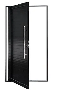 PORTA LAMBRIL PIVOTANTE ALUMÍNIO PRETO C/ PUXADOR S/ FRISOS S/ VIDRO