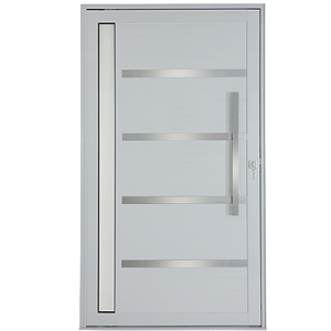 PORTA LAMBRIL PIVOTANTE ALUMÍNIO BRANCO C/ PUXADOR C/ FRISOS C/ VIDRO S/ DIVISÓRIA