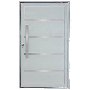 PORTA LAMBRIL PIVOTANTE ALUMÍNIO BRANCO C/ PUXADOR C/ FRISOS S/ VIDRO