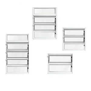 JANELA BASCULANTE 1 SEÇÃO VIDRO MINI BOREAL ALUMÍNIO BRANCO - LINHA RESISTENCE