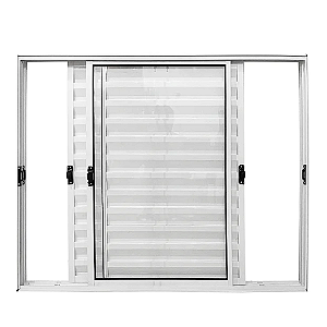 DUPLICADO - JANELA VENEZIANA 3 FOLHAS MÓVEIS SEM GRADE ALUMÍNIO BRANCO - LINHA RESISTENCE