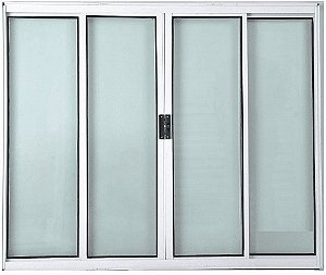 DUPLICADO - JANELA DE CORRER 4 FOLHAS SEM GRADE ALUMÍNIO BRANCO - LINHA RESISTENCE