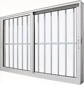 DUPLICADO - JANELA VITRO 2 FLS MOVEIS ALUMÍNIO BRANCO C/ GRADE - LINHA 25 PREMIUM