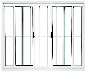 DUPLICADO - JANELA DE CORRER 4 FOLHAS C/ GRADE ALUMÍNIO BRANCO - LINHA RESISTENCE