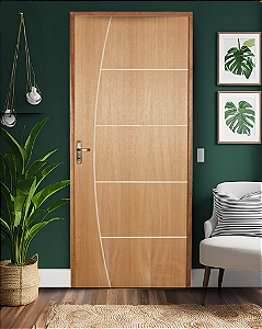 PONTA DE ESTOQUE - PORTA MADEIRA BELI 4 PADRÃO IMBUIA C/ FECHADURA EXTERNA MODERNA BAT 11 - *RECUPERADA*