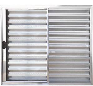 JANELA VENEZIANA 3 FOLHAS (1 FIXA) SEM GRADE ALUMÍNIO BRILHANTE - LINHA RESISTENCE