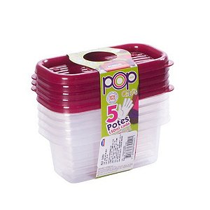 Conjunto 5 Potes Pop 150 ml Retangular