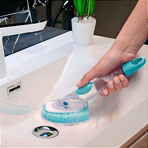 Esponja Com Dispenser Para Produto Limpa Banheiro Box