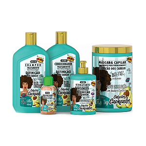 Shampoo Condicionador Máscara Creme Óleo Finalizador Cacheado Gota Dourada
