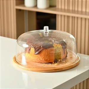 Boleira de Bambu Porta Bolo com Tampa Cúpula Keep Ou