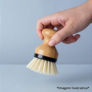 Escova De Pratos Para Limpeza Com Cabo de Bambu Oikos