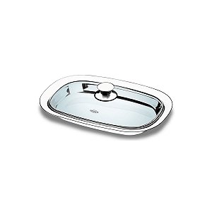 Travessa de Aço Inox Com Tampa De Vidro Servir 35 Cm Brinox
