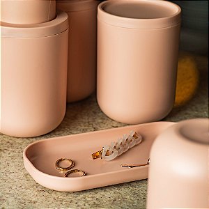 Bandeja Decorativa Organizadora de Bancada Banheiro Porta Anel Dual Ou