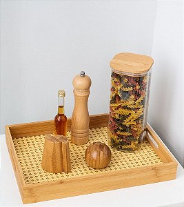 Bandeja de Bambu Retangular Palhinha 48cm Oikos