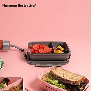 Pote Hermético Marmita Retangular Com Divisória 650 ml Ou