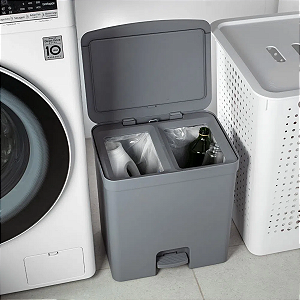 Lixeira de Pedal para Cozinha 20 Litros Duplo Compartimento Reciclagem Cozinha Ou