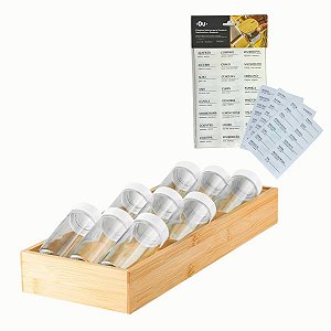 Kit Organizador de Temperos 10 Peças e Etiquetas Adesivas Ou