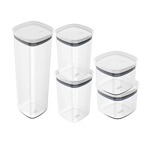 Kit De Potes Herméticos 5 Peças Organização Block - Ou