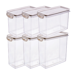Kit 6 Potes Herméticos Porta Mantimento Empilhavel 3L E 1,9L