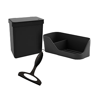 Jogo De Pia Kit Lixeira Cozinha 3 Peças Compacto Rodinho