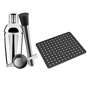 Kit Caipirinha Bartender Drinks Inox 4Pçs Coqueteleira 500ml