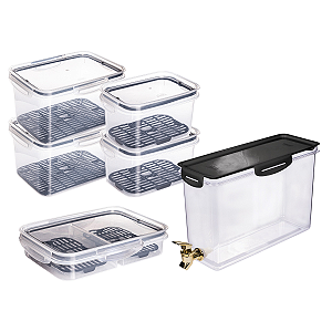 Kit Organiza Geladeira 4pçs Reservatório Potes Trava Cozinha
