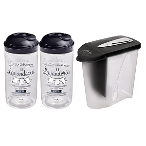 Kit Organização Lavanderia 3un Sabão Em Pó Amaciante Casa