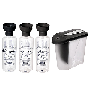 Kit Lavanderia 4pçs Porta Sabão Pó Líquido 970ml/1kg Casa
