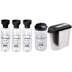 Kit Lavanderia 5pçs Porta Sabão Em Pó Amaciante 970ml/1kg
