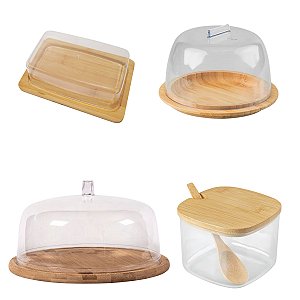 Kit 4 Pçs Porta Queijo Mantegueira Boleira Açucareiro Sense