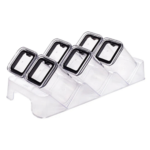 PORTA TEMPEROS HERMÉTICO C/ BASE CRISTAL 7 PEÇAS