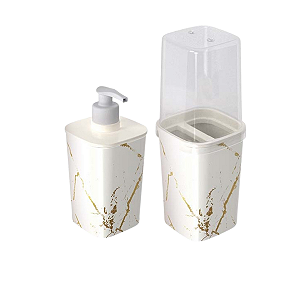 Kit Banheiro 2 Peças Porta Sabonete+Porta Escova Lavabo Dec