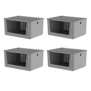 Conjunto 4 Cestos Flow Abertura Frontal Com tampa 16L