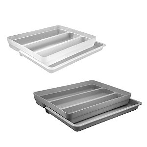 Organizador de Utensílios com Extensor Gaveta Armário Chumbo