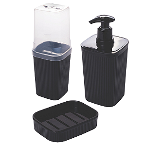 Kit Banheiro Porta Sabonete + Porta Escova + Porta Algodão