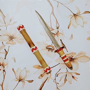 Punhal Artesanal de Metal com Bainha de Bambu (L0005)