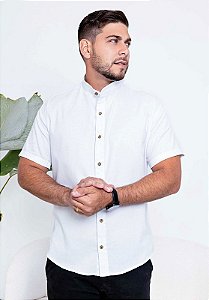 CAMISA SLIM - GOLA PADRE - MANGA CURTA - COR BRANCO